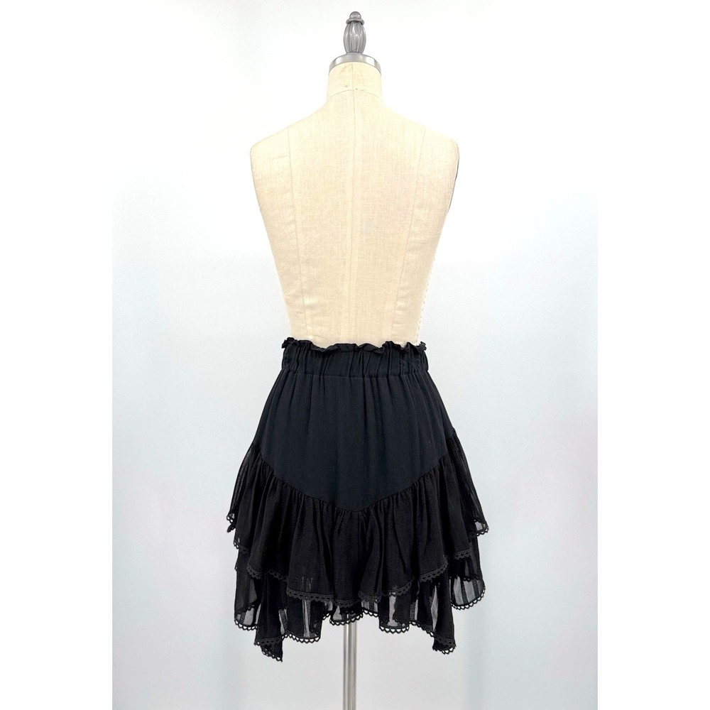 Network Black Tiered Skirt Sz 36 US 6 100% Viscose Boho Flowy Whimsigoth Grunge - Picture 4 of 14